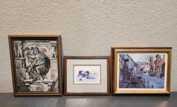 (3) Vintage Framed Fine Art Home Decor Prints