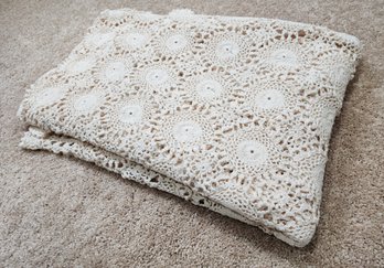 Vintage White Crochet Centerpiece Table Runner #3