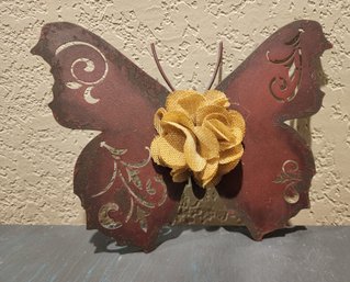 Vintage Metal Butterfly Themed Hanging Wall Accent