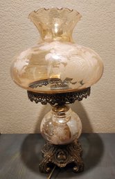 Beautiful Vintage Hurricane Glass Shade Style Table Lamp #1