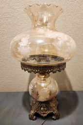 Beautiful Vintage Hurricane Glass Shade Style Table Lamp #2