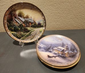 Vintage Assortment Of Bradford Exchange Christmas Themed THOMAS KINKADE Decorative Plates