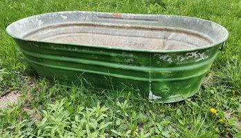 Vintage WHEELING Metal Feed Container For Planting