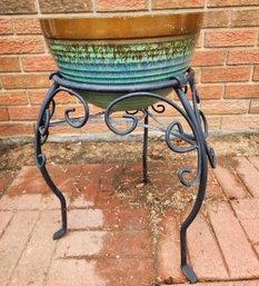 Metal Plant Stand With Colorful Flower Pot