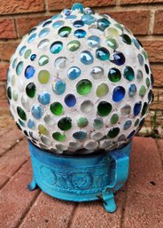 Garden Home Decor Bowling Ball On Metal Stand