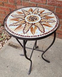 Mosaic Stone Plant Stand Or Side Table Metal Base