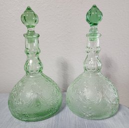 (2) Glass Decanter Style Bottles