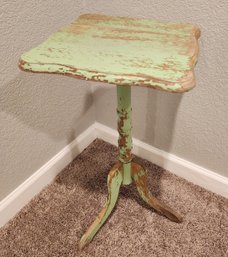 Wooden Green Chippy Paint Side Table