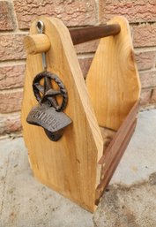 Wooden Crate With Metal Handle And Bottle Opener