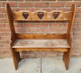 Decorative Wood Bench With Heart Cutout Accents