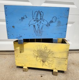 (2) Wooden Crate Flower Plant Boxes