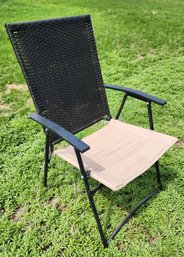 Wicker And Canvas Folding Chair