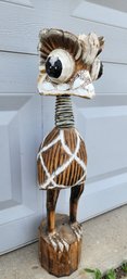 Carved Bobble Head Bird Yard Garden Decor