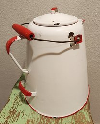 Vintage Enamel Coffee Pot With Handle