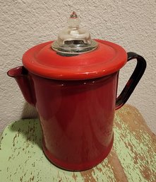 Vintage Red Metal Coffee Pot