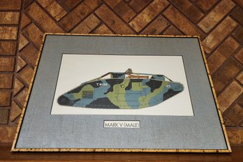 Vintage Framed MARK V Military Tank Fine Art Print