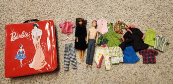 Vintage 1960's BARBIE Case And Dolls With Assorted Clothing