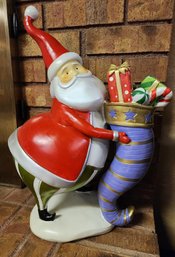 Large FLORAL Santa Claus Ceramic Figure