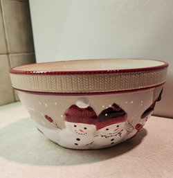 Large Snowman Themed Ceramic Mixing Bowl