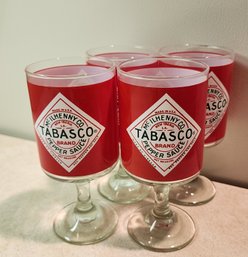 Set Of (4) Vintage TABASCO Red Glasses