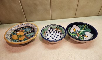 (3) Assorted Colorful Decorative Bowls