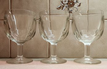 (3) Vintage Heavy Drinking Glasses With Stem