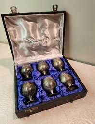 Set Of Silver Plated Small Serving Glasses With Original Case