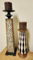 (2) Home Decor Candle Towers With New Candles Included