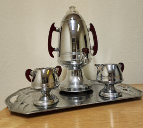 Vintage Silver Plated Coffee Set With Silver Plated Serving Tray