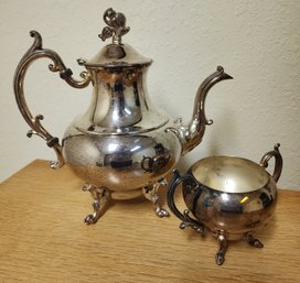 Vintage Silver Plated Coffee Tea Pitcher And Creamer Vessel