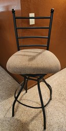 (5) Black Metal Frame With Brown Fabric Stools