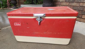 Vintage Red COLEMAN Metal Exterior Cooler