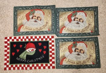 (4) Holiday Themed Christmas Floor Rugs