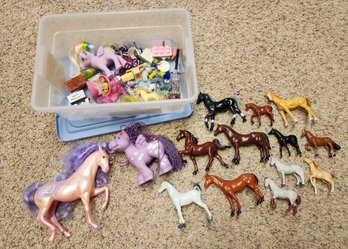 Large Assortment Of Pony And Horse Toy Figures