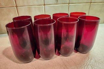 Set Of Vintage Red Color Glassware