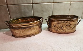 (2) Metal Decorative Baskets With Handles