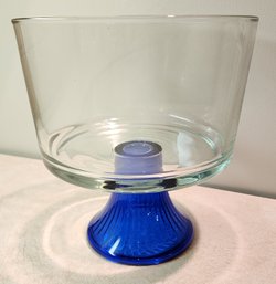 Vintage Glassware Blue And Clear Dish