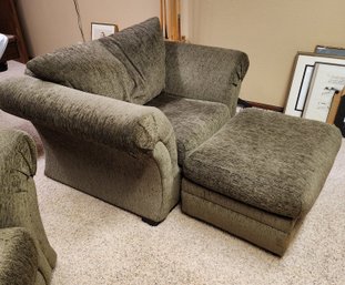 SEALY Soft Fabric Chair With Matching Ottoman