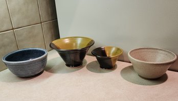 Assortment Of (4) Handmade Ceramic Bowls