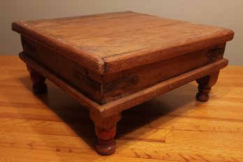 Antique Metal Accent Wooden Foot Stool