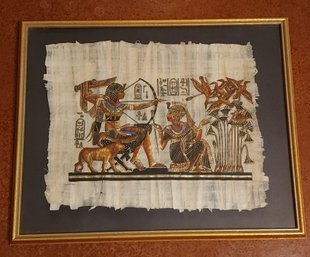 Vintage Framed Egyptian Papyrus Style Fine Art Home Decor