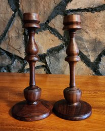 Vintage Sarihna Jaye Wooden Wooden Candlestick Towers