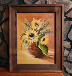 Vintage Signed Fine Art Original Framed SUNFLOWER Oil Painting