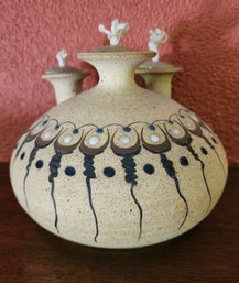 Vintage TONALA Ceramic Oil Lamp Signed By Artist