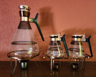 Assortment Of (3) Mid Century Modern Glass Coffee Carafe Serving Selections