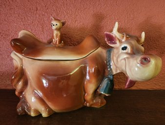 Large Vintage BRUSH USA Cow Style Ceramic Cookie Jar