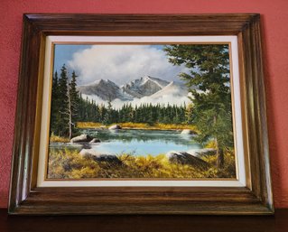 Vintage Fine Art Framed Original Oil Painting LONGS PEAK By Marion Duncan Loveland Local Artist