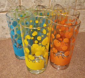 (8) Vintage Mid Century Modern Bubble Graphic Drinking Glasses