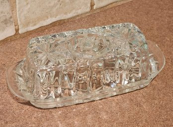 Vintage Cut Glass Butter Dish