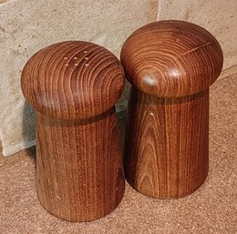 Vintage Set Of Wooden Salt And Pepper Shakers